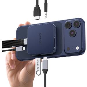 ORICO 10Gbps Magnetic M.2 Docking Station, 8-in-1 USB C HUB & M.2 2230 NVMe Enclosure with HDMI 4K@60Hz,SD/TF, USB-A&C 3.2, 100W PD, AUX, USBC Dock for iPhone 17/16/15 Pro/Pro Max