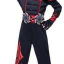 Spooktacular Creations Ninja Costume Kids, Muscle Ninja Deluxe , Toddler Unisex Kungfu Halloween Costumes , Red, 3T (Suit Only)