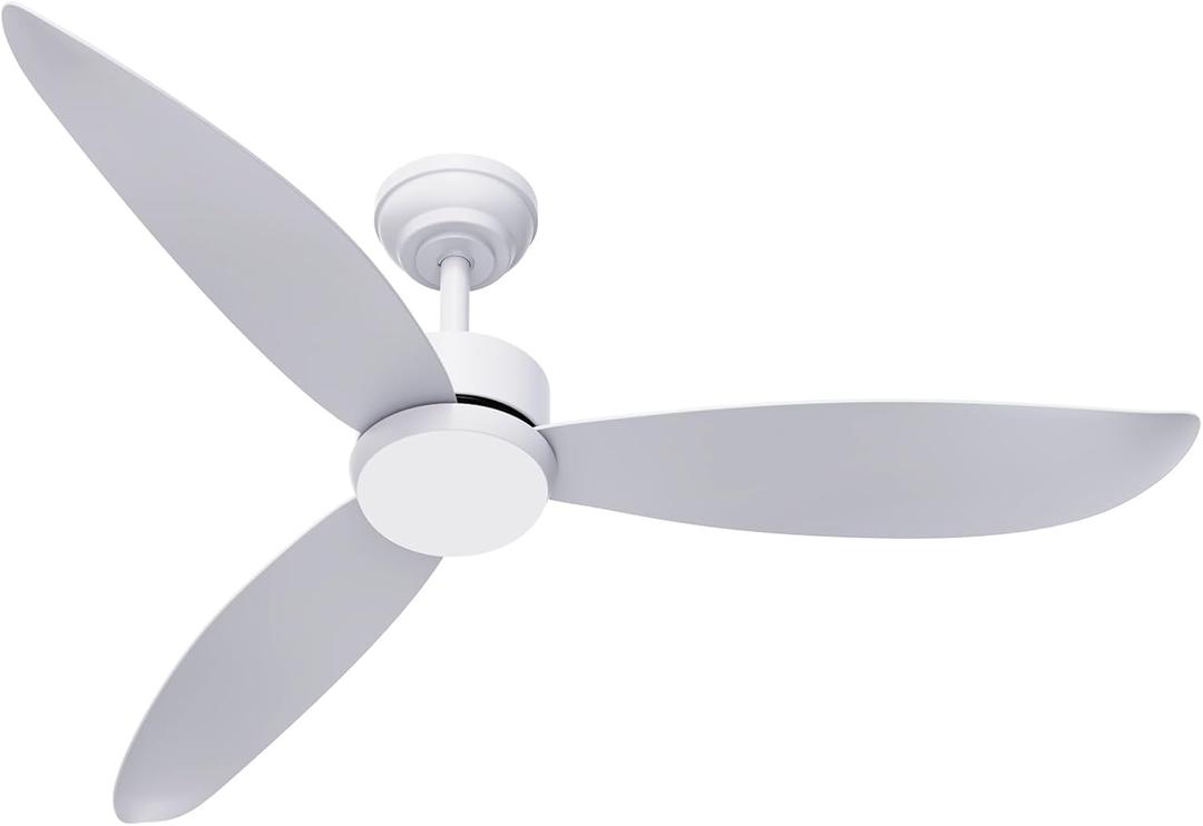 Ceiling Fans with Lights,52'' Ceiling Fan with Remote Control, 6 Speeds Indoor Outdoor Ceiling Fans with 22W 3CCT Dimmable LED Light, Noiseless DC Motor & 3 Reversible Blades White