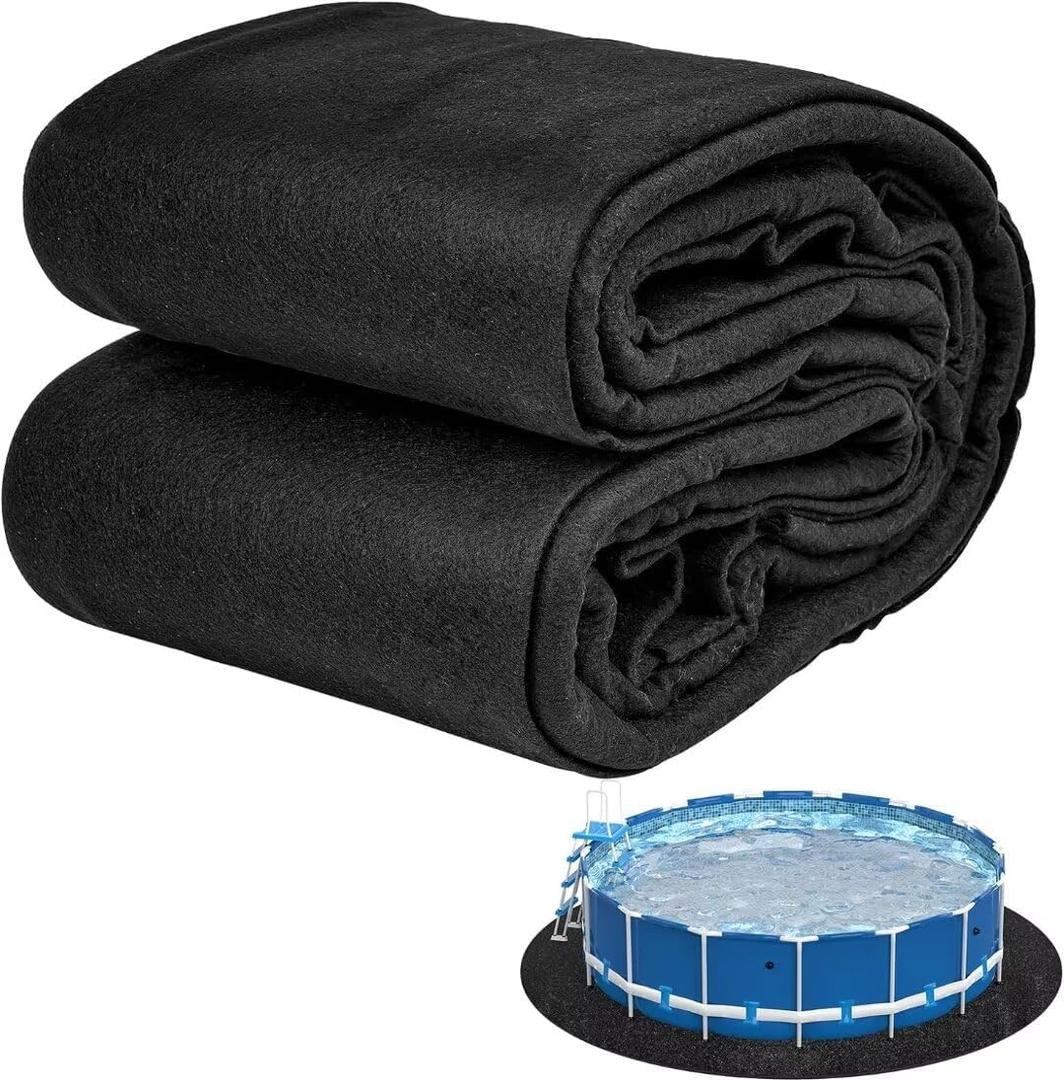 Abimars Thicker 15' Round Pool Liner Pad for Above Ground Swimming Pools, Black Pool Mats for Pool Bottom, Seamless Comfort, Double Density Puncture Resistant