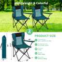 Shellwei 2 PCS Folding Camping Chair with Cupholder and Carry Bag Regular Size Colorful Breathable Portable Lightweight Lawn Chair with Side Pocket for Fishing Hiking Beach Outdoor Activity, Medium