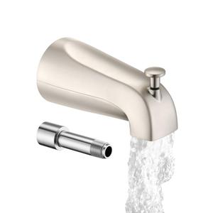 All Metal Bathtub Spout with Diverter, 5.3 Inch Tub Spout, Fits 1/2" Copper Slip-On and 1/2" or 3/4" IPS Threaded Pipes, Easy Lift to Switch, Leak-Free, Easy DIY Installation, Brushed Gold