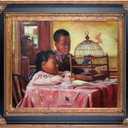 La Pastiche Watching the Bluejay with Corinthian Gold Frame, 30" x 34"