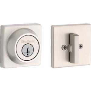 Kwikset 660 Series Square Front Door Lock Handle and Deadbolt Set, Entry Handleset Exterior with Interior Door Knob, Satin Nickel, Pick Resistant SmartKey Rekey Deadbolt Security