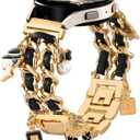 Stylish Metal Band Compatible with Samsung Galaxy Watch 7 Band/FE 6 5 4 40mm 44mm,Galaxy Active 2, 20mm Watch Strap Pretty Chain with Cute Decorative Charms Accessories for Samsung Watch Bands Women