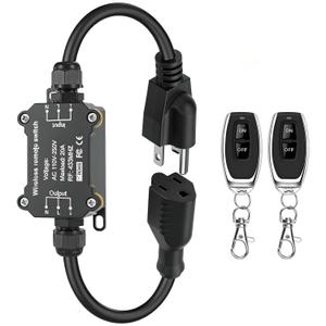 AC110V Remote Control Power Switch,Waterproof Wireless Light Switch,165 Feet Long,AC110V/120V/250V/20A RF Module Relay,Outdoor Weatherproof Smart Socket,Electrical Equipment