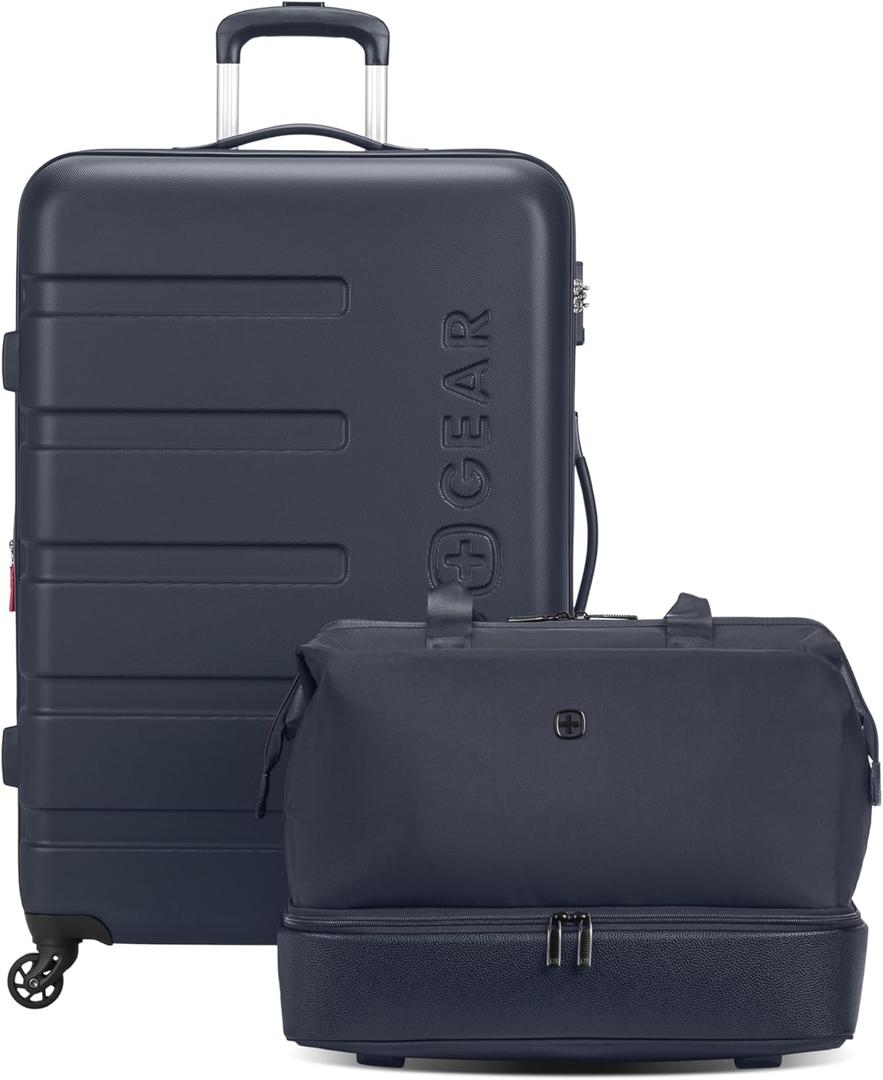 SwissGear 7366 Signature Hardside Expandable Luggage with Spinner Wheels and TSA Lock, Weekender Tote, Navy, 2-Piece Set (Weekender/27)