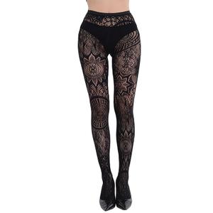 W-ZEST Tights for Women High Waist Fishnet Stockings Lace Leggings Floral Lace Pantyhose (US, Alpha, One Size, Regular, Regular, Blacksun god)