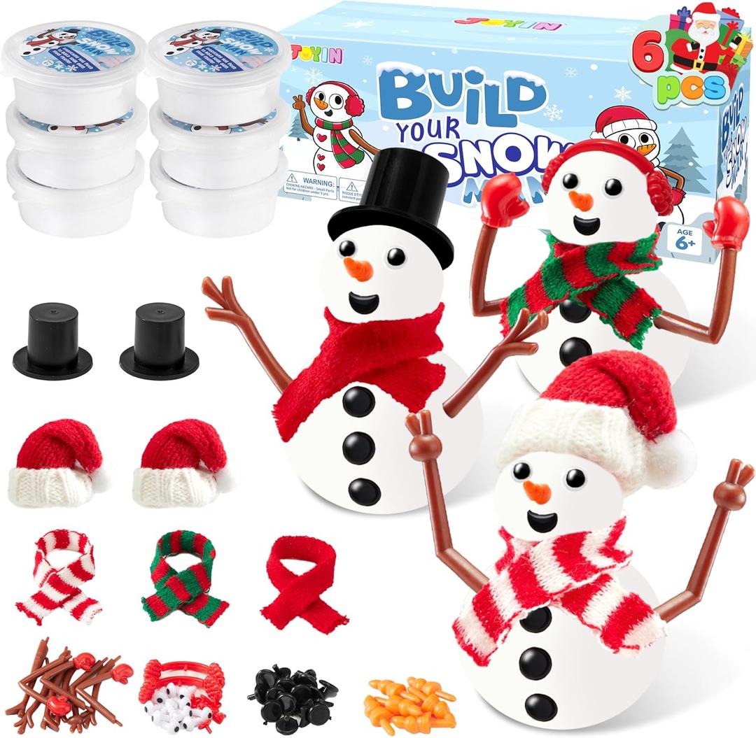 JOYIN Christmas 6 Packs Build a Snowman Craft Kit, Modeling Clay DIY Make a Snowman Kit