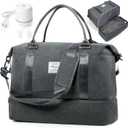 Weekender Bags for Women,Vacuum Overnight Travel Duffel Bag with Compression Pocket & Air Pump, Personal Item Travel Bag (Large)