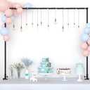 32-64 Inch Length Over The Table Rod Stand with Clamps, Adjustable Metal Balloon Flower Decorating Arch for Wedding, Birthday, Party Decoration, Black (Medium)