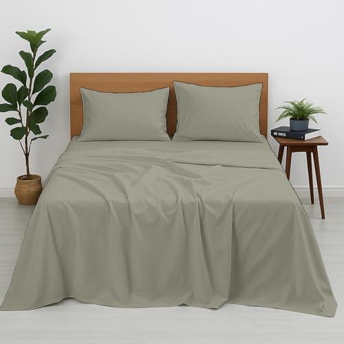 Cottington Lane Premium Quality 100% Egyptian Cotton 4 Piece, King Size Bed, Sheet Set Fits 12 inch Deep Pocket Mattress, Naturally Cool, Soft & Durable Luxury Bedding, Silver Grey Solid