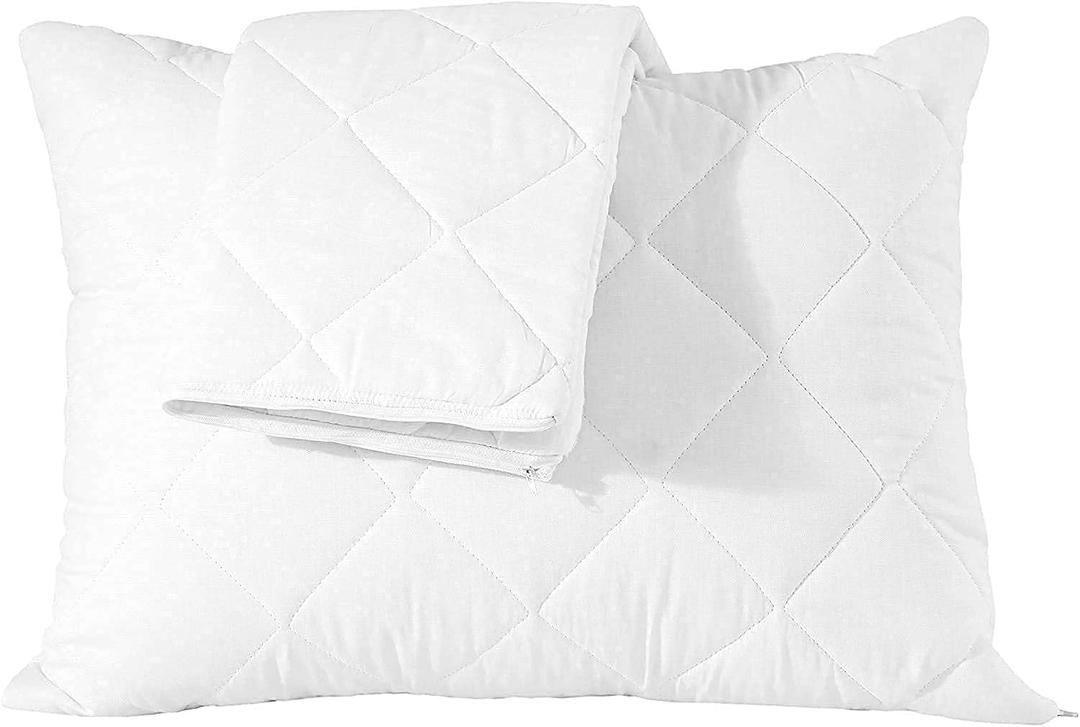 Quilted Pillow Protectors Queen Pair 20×30 Inches Extra Soft, With Zip, 2 PCS