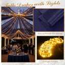 12 Panels Dark Blue Ceiling Curtains with Lights for Weddings - 5ftx10ft Wrinkle-Free Tulle Fabric Wedding Arch Draping Ceiling Drapes Decorations for Wedding Party Ceremony Stage Tent Event