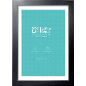 LaVie Home 13 x 19 Picture Frame Black Poster Frame, Display Pictures 11x17 with Mat or 13x19 Without Mat, Stable and Sturdy Frame and Polished Plexiglass, Horizontal and Vertical Format of The Wall（1 Pack）