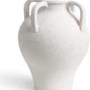 Large White Ceramic Vase - 10.8 Inch Rustic Farmhouse Vase with Handles for Home Decor, Vintage Tall Vases for Living Room, Table, Bathroom, Holiday & Weddings (Rock Sand White)