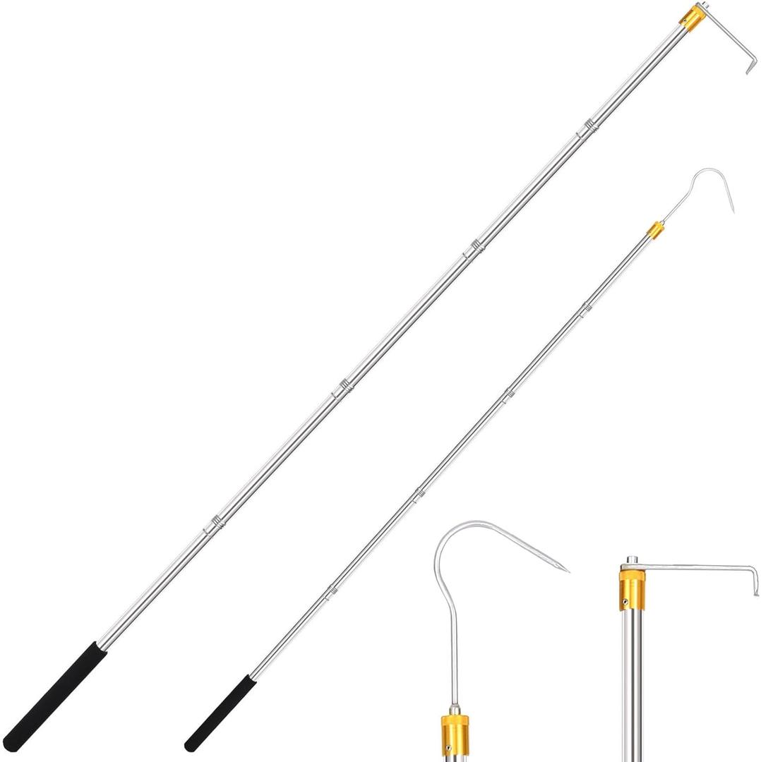 Cargo Grabber Reach Retriever Tool 30-inch - 75-inch Adjustable Extensions. Versatile Heavy-Duty Truck Accessory for Pickup Truck Bed Hook bar with Comfortable Foam Handle and Two Long Hooks