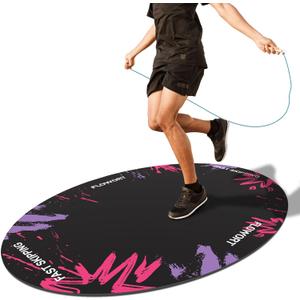 Cheete Jump Rope Mat Large Rubber Exercise Mat Indoor Outdoor Shock Absorbing Mat Non-Slip Oval Design for Floor & Rope Protection, Workout Mats for Home Gym Flooring