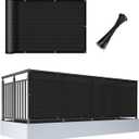 Cool Area 3'x10' Black Balcony Privacy Screen Fence Cover HDPE Mesh Fabric with Grommets UV Protection Weather-Resistant Wind Screen for Outdoor, Backyard, Deck, Porch, Patio, Apartment Railing