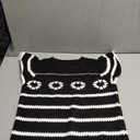 Womens Short Sleeve Sweater Crew Neck Striped Crochet Knit Pullover Top Ruffle Sleeve Summer Shirts Small Black Stripe