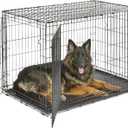 MidWest Homes for Pets Newly Enhanced Single & Double Door iCrate Dog Crate, Includes Leak-Proof Pan, Floor Protecting Feet, Divider Panel & New Patented Features (48.0"L x 30.0"W x 33.0"H, Black)