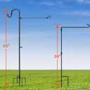 LOPANNY Garden Flag Stand - Upgraded Garden Flag Pole with Shepherd Hooks for 12 x 18 Flag, 45IN Yard Flag Holder Stand for Small Flags(Without Solar Lights & Flag)