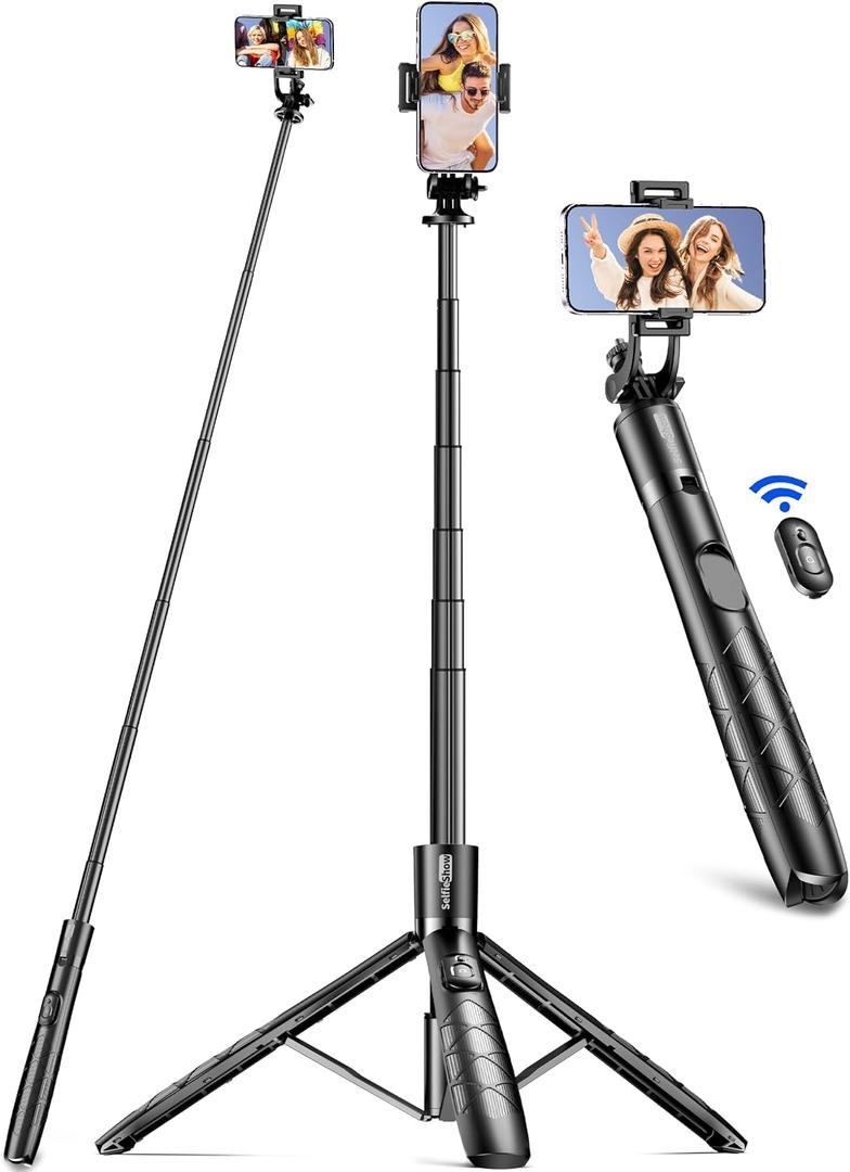 Aluminum 71" Phone Tripod, Travel Tripods for iPhone with Remote, Extendable Cell Phone Selfie Stick Tripod Stand Compatible with iPhone 17/16/15/14/13/Android/Camera