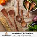 Wooden Spoons for Cooking Wooden Kitchen Utensils Set, 5 Pcs Teak Wood Utensil Set Comfortable Grip NonStick Wooden Cooking Utensils