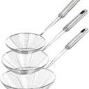 Enhanced Version Stainless Steel Spider Strainer Skimmer Ladle, Set of 3 Sizes Kitchen Strainer Spoon for Cooking and Frying, Pasta Strainer, Food Preparation-32.5cm, 36cm, 38cm