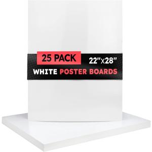 Hygloss Large Poster Board 22x28 - 25 Poster Boards Bulk Pack - 10 Pt. Thickness White Poster Board Paper for Projects, Presentations, Displays, Signs, Crafts - Blank Posterboard Multipack 22" x 28"