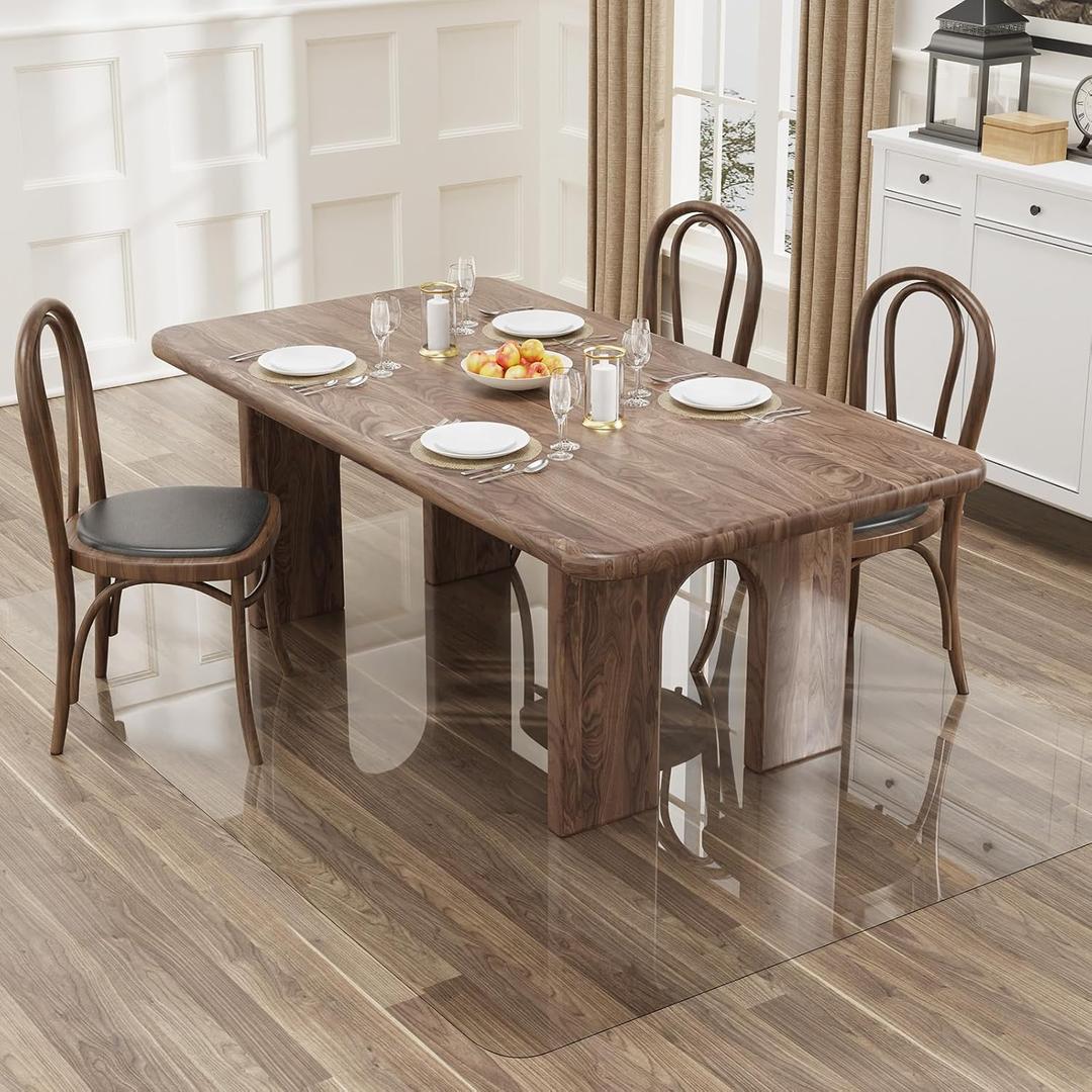 8'×10' Crystal Transparent Floor Mat for Under Kitchen Table, Rug Cover Mat