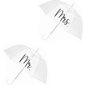 Mr and Mrs Wedding Umbrells, 2 Pack Clear Umbrella for Rain, Large Bubble Umbrella for Weddings
