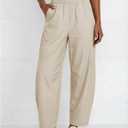 Barrel Pants Women Baggy Wide Leg Elastic Waisted Sweatpants Athletic Clothes Lounge Palazzo Trouser with Pockets(Khaki,M) (Beige, M)