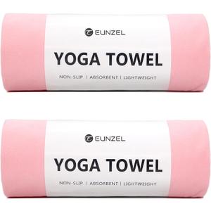 Eunzel 2 Pack Hot Yoga Towel Non Slip Yoga Mat Towel Non-Slip Sweat Absorbent Microfiber Towel for Hot Yoga, Pilates and Workout 72" x 26.5", Pink