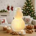 19.7in Light Up Honeycomb Paper Christmas Snowman, Indoor Christmas Decorations and Holiday Centerpieces for December Holiday Season Home Office and Xmas Party Supplies