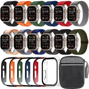 12pack Watch Band and 6pack Watchcase Compatible With Apple Watch Ultra 3 2/Ultra 49mm Bands, Nylon Band Organizer for iWatch Ultra 3 2/Ultra