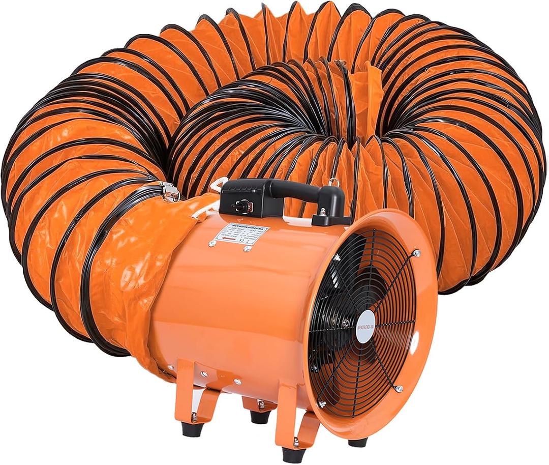 Utility Blower Fan 10 Inch, 350W High Velocity Ventilator with Duct Hose, Low Noise Portable Ventilation Fan, Fume Extractor for Exhausting & Ventilating at Home and Job Site (10IN FAN+16FT HOSE)