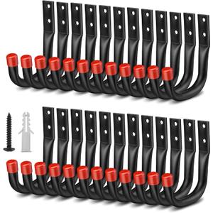 Nacial 24 Pack Garage Hooks Heavy Duty, 3.5" Garage Wall Hook with EVA Pads, 100LBS Capacity Hooks for Hanging Bikes, Kayak Folding Chairs and Hanging Ladders