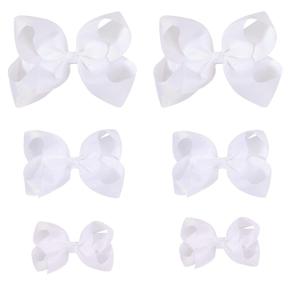 White Bows for Girls,6PCS Hand-made Grosgrain Ribbon Hair Bows Alligator Clips Hair Accessories for Little Teen Toddler Girls Kids (White)