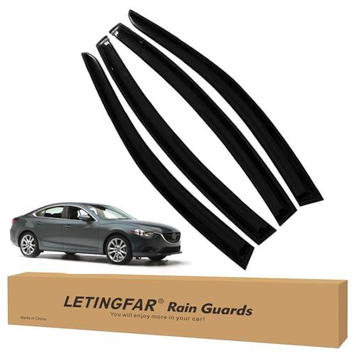 LETINGFAR Window Visors Rain Guards for Mazda 6 2014 2015 2016 2017 2018 2019 2020 2021 Accessories, Wind Deflectors Vent Shades for Mazda 6