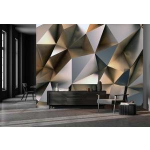 Cliouar-Metal Polygon Geometry Wall Mural Wallpaper for Bedroom Living Room 158" x 110" (Not Peel and Stick)