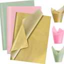 BEISHIDA 90 Sheets Sage Green Pink Gold Tissue Paper Bulk, Wrapping Tissue Paper for Gift Bags, 14 x 20 Inch Gift Wrap for Wedding Birthday Christmas Party DIY Crafts Decor Holiday Flowers