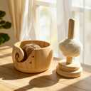Large Wooden Yarn Bowl with Removable Holder & Lid | 2-in-1 Handmade Crochet and Knitting Yarn Organizer for Tangle-Free Crafting | Yarn Storage Box with Smooth Feed Holes