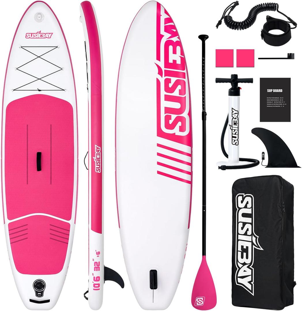 Inflatable Stand Up Paddle Board with SUP Accessories,Inflatable Paddle Boards for Adults & Youth, Anti-Slip EVA Deck,Wide Stance,Dual Action Pump,108L Backpack