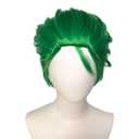 Short Spiky Green Wig for Men Straight Green Wigs Men for Anime Synthetic Hair for St. Partrick's Day Halloween Costume Party Cosplay with Wig Cap