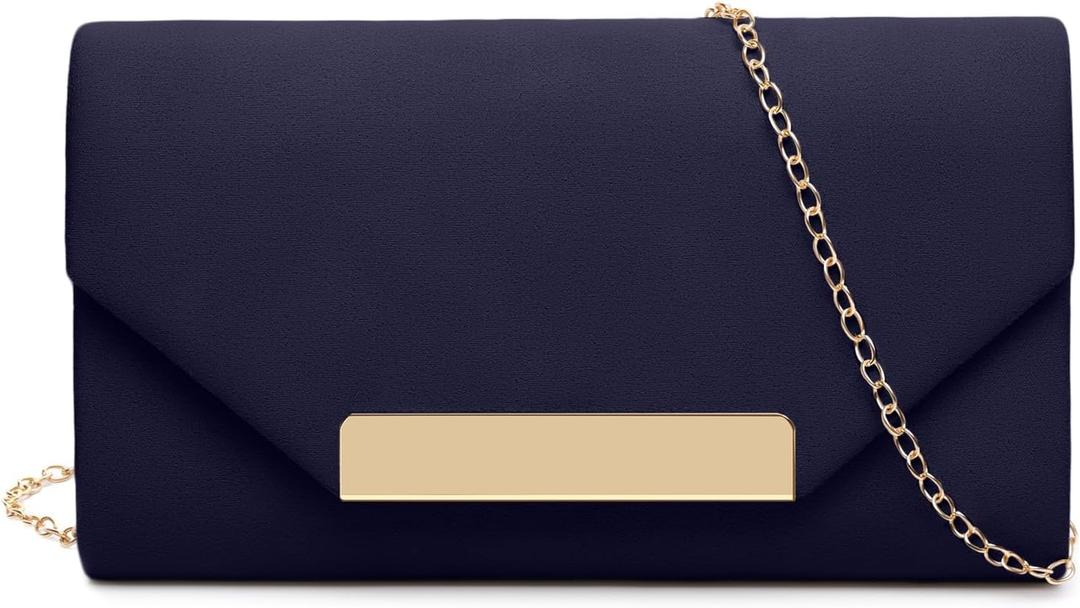 Clutch Purses for Women Evening Bag Faux Suede Formal Party Wedding Cocktail Prom (Navy Blue 2)