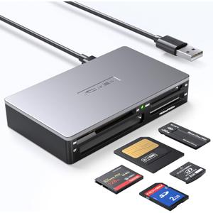 SmartMedia Card Reader Writer All-in-1 USB Universal Multi Card Adapter Slim Hub Read Smart Media, xD, SD, SDHC, SDXC, UHS-I, MMC, MS Pro Duo, CF, MD, Camera Flash Memory Cards For Windows, Mac, Linux