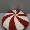 Christmas Candy Cane Throw Pillow, Cute Plush Cushion Winter Xmas Decorations, Red White Fluffy Lollipop Shaped Pillows for Living Room Sofa Couch Holiday Home Decor (Spiral Lollipop)