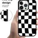 SAKUULO Compatible with iPhone 14 Pro Case, [Screen Protector + Kickstand] Plaid Checkered Aesthetic Cute Design,Tire Texture Anti-Slip Shockproof Ultra Thin Protective Case 6.1inch