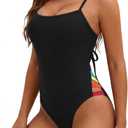 BMJL One Piece Swimsuit for Women Sexy Strappy Backless Bathing Suit Cutout Scoop Neck Sporty Swim Suit 2026 (Medium, Black01)
